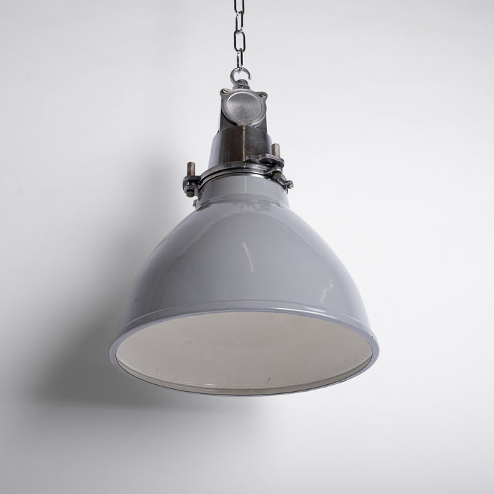 Reclaimed Industrial Grey Enamel Pendants by Thorlux