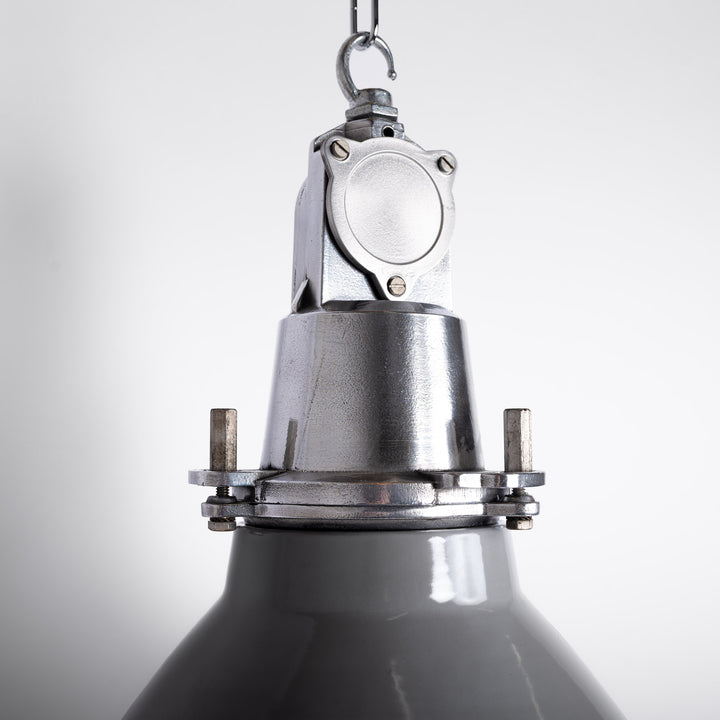 Reclaimed Industrial Grey Enamel Pendants by Thorlux