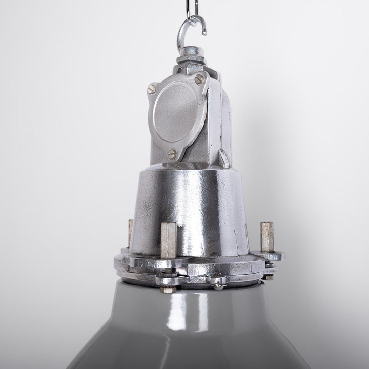 Reclaimed Industrial Grey Enamel Pendants by Thorlux