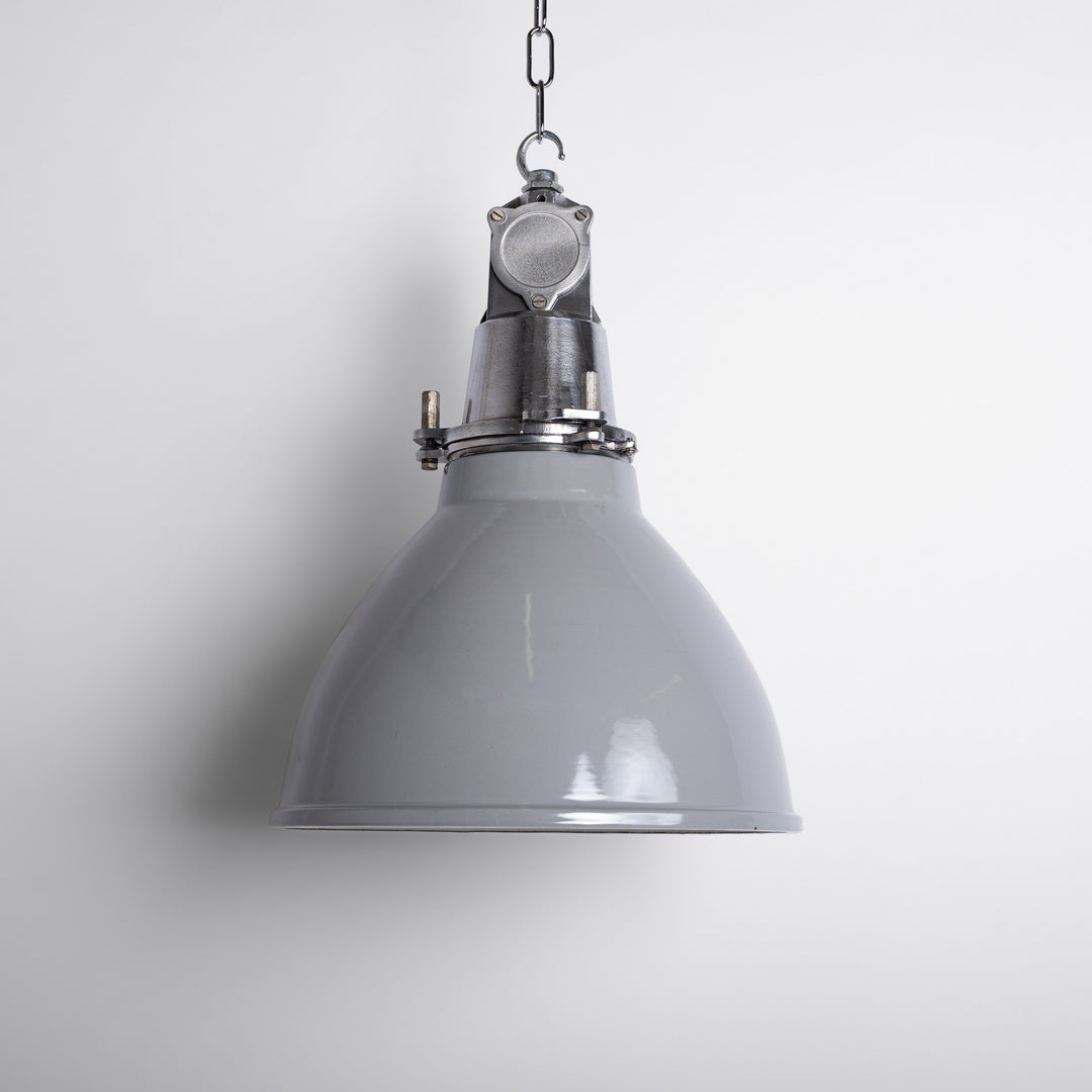 Reclaimed Industrial Grey Enamel Pendants by Thorlux