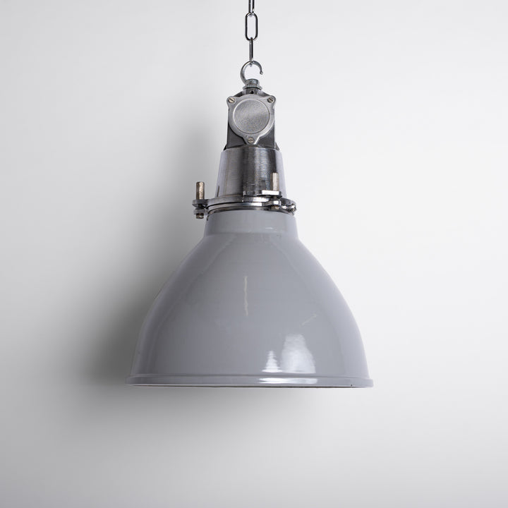 Reclaimed Industrial Grey Enamel Pendants by Thorlux