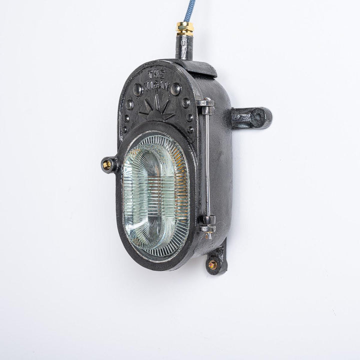 Reclaimed Industrial Prismatic Glass Bulkhead "THE WIGAN" light Fitting by Heyes & Co
