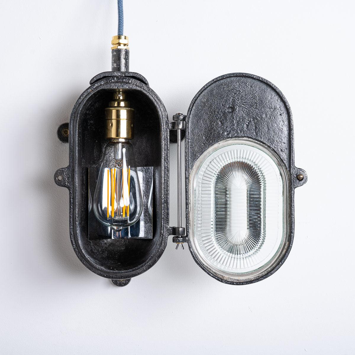 Led Bulkhead Prismatic Rectangular Reclaimed Industrial Prismatic Glass Bulkhead