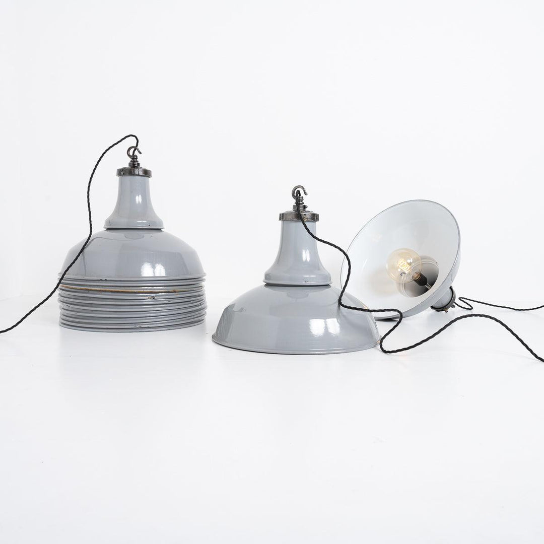 Reclaimed Industrial Vitreous Enamelled Pendant Lights by Benjamin Electric