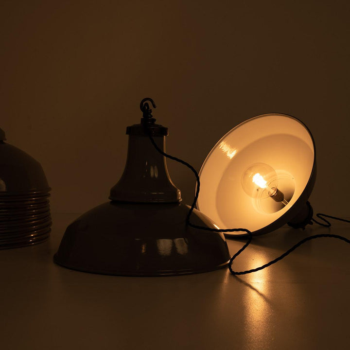 Reclaimed Industrial Vitreous Enamelled Pendant Lights by Benjamin Electric