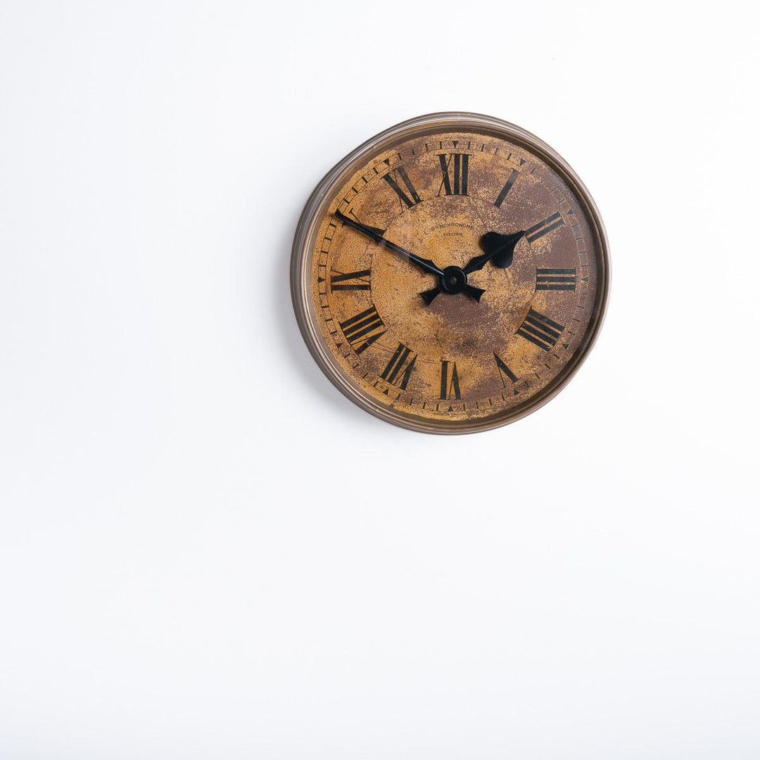 Reclaimed Large Brass Factory Clock by Synchronome