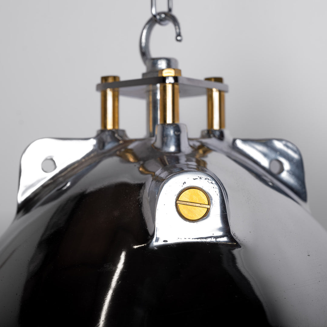 Reclaimed Polished Aluminium Industrial Flameproof Pendants by Heyes & Company Ltd