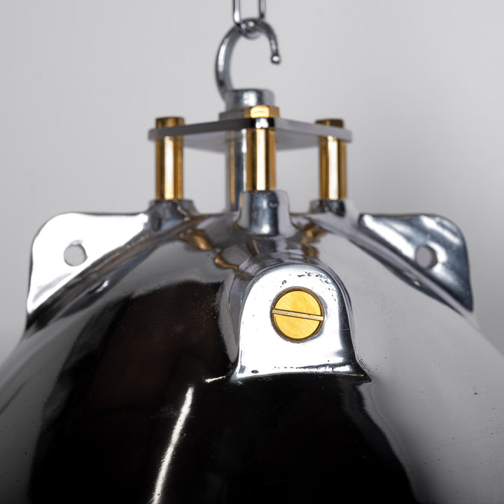 Reclaimed Polished Aluminium Industrial Flameproof Pendants by Heyes & Company Ltd