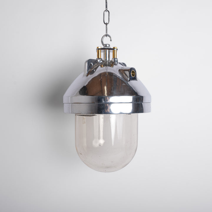 Reclaimed Polished Aluminium Industrial Flameproof Pendants by Heyes & Company Ltd