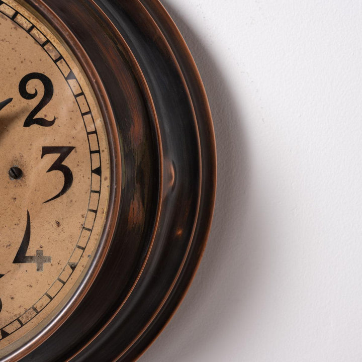 Reclaimed Small Industrial Art Deco Stepped Copper Case Wall Clock by ITR