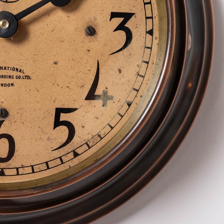 Reclaimed Small Industrial Art Deco Stepped Copper Case Wall Clock by ITR