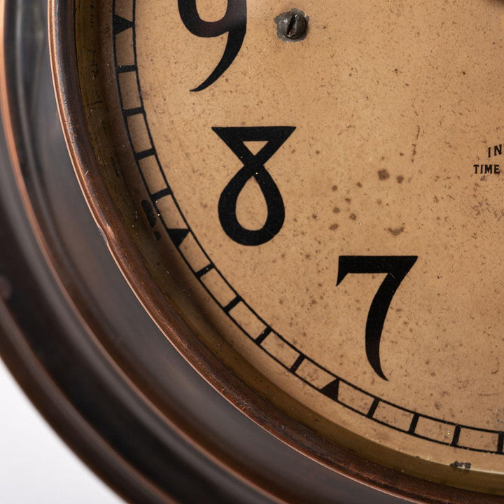 Reclaimed Small Industrial Art Deco Stepped Copper Case Wall Clock by ITR