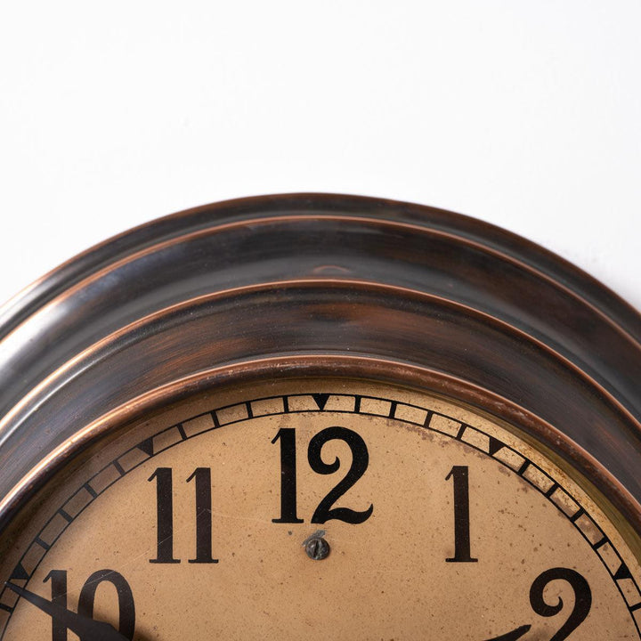 Reclaimed Small Industrial Art Deco Stepped Copper Case Wall Clock by ITR