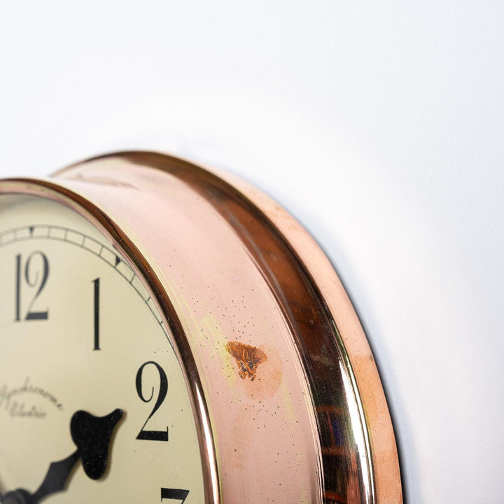 Reclaimed Vintage Polished Copper Factory Wall Clock by Synchronome