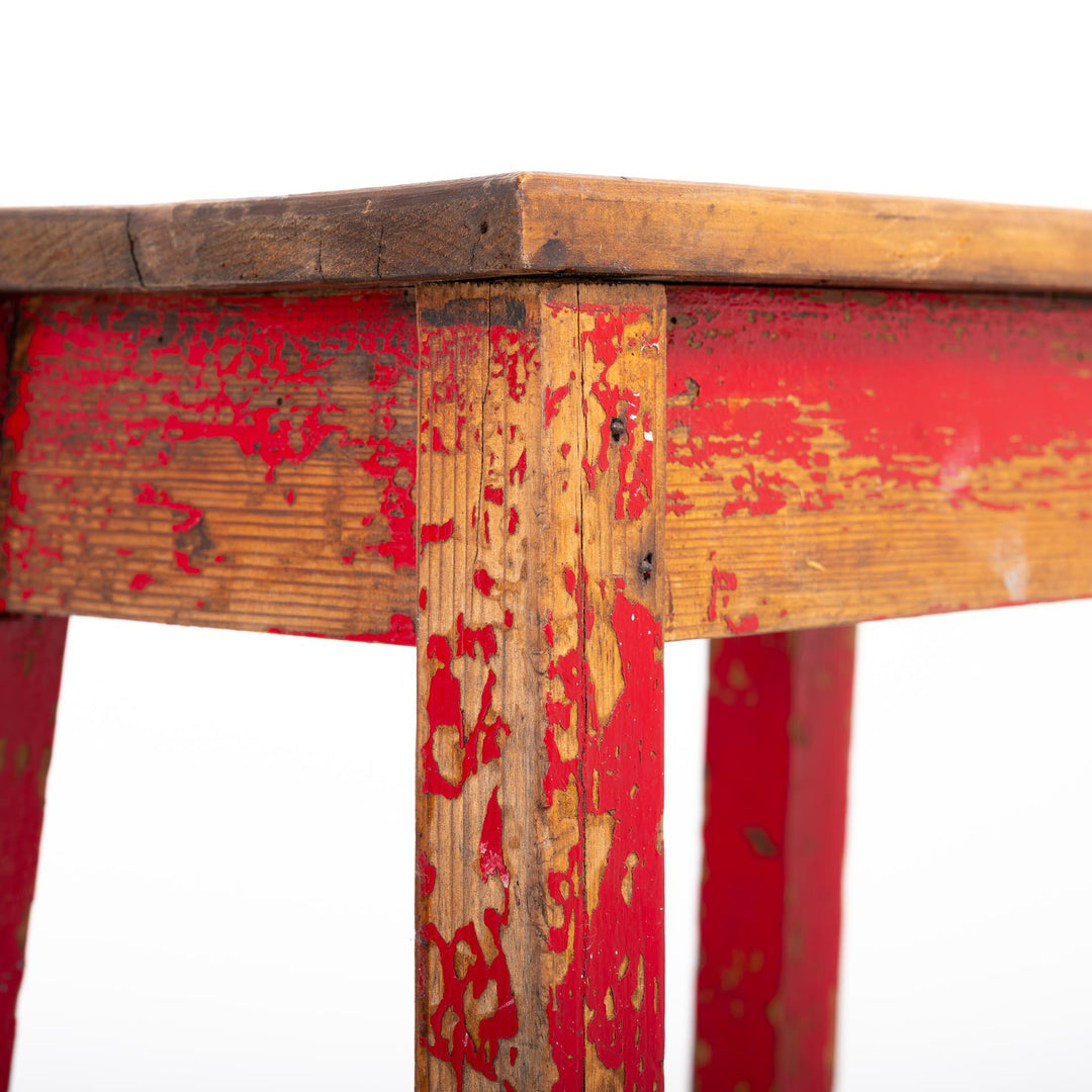 Reclaimed Vintage Timber Painted Red Laboratory Stool