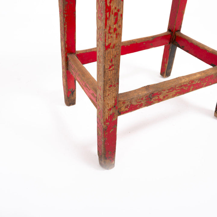 Reclaimed Vintage Timber Painted Red Laboratory Stool