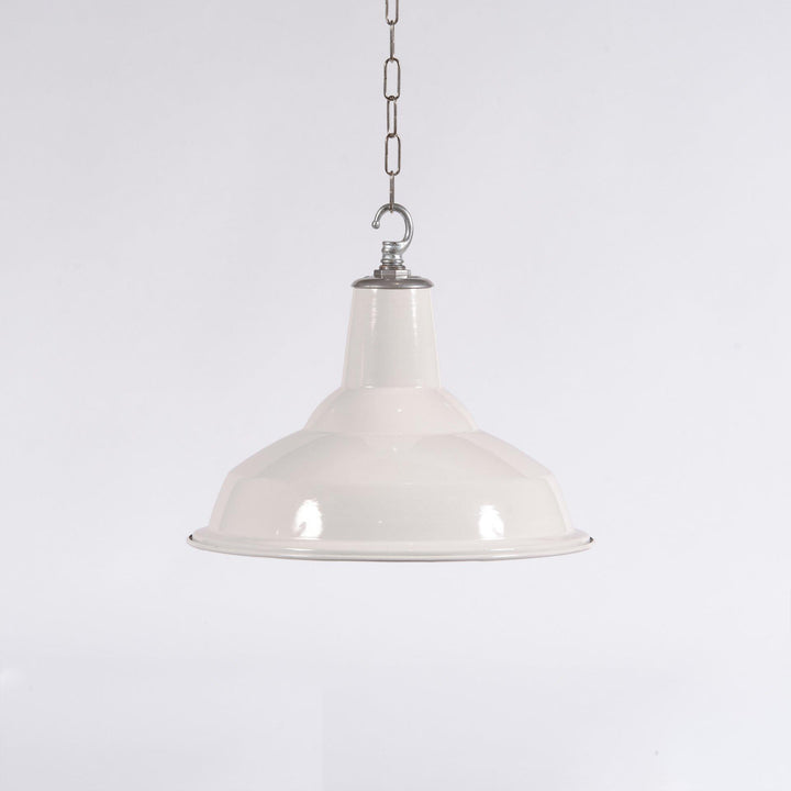 Reclaimed White Enamel Industrial Pendants by Benjamin Electric