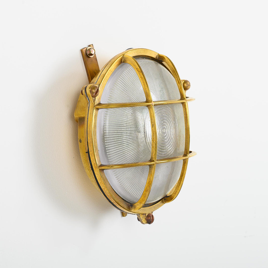 Salvaged Solid Brass Circular Bulkhead Ship Lights