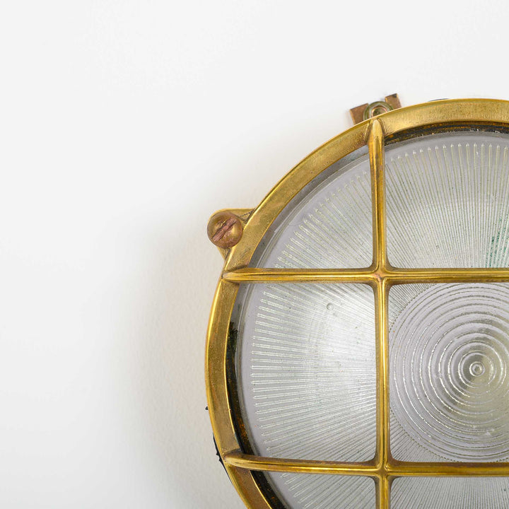 Salvaged Solid Brass Circular Bulkhead Ship Lights