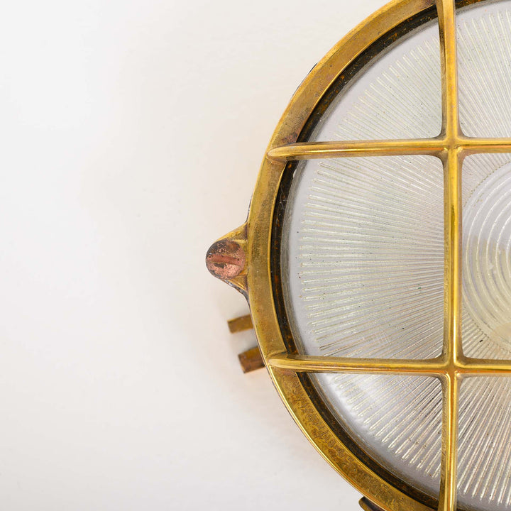 Salvaged Solid Brass Circular Bulkhead Ship Lights