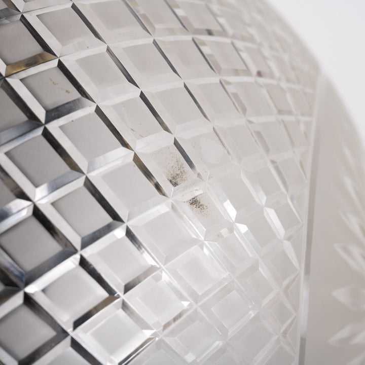 Scarce Pair of Large Scale Cast Brass Flush to Ceiling Light Fittings with Crystal Glass Bowls