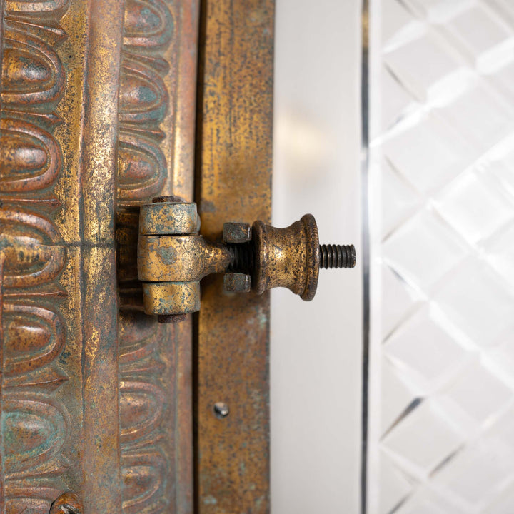 Scarce Pair of Large Scale Cast Brass Flush to Ceiling Light Fittings with Crystal Glass Bowls