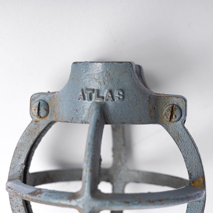 Set of Three Atlas Cast Iron Globe Cage Pendants — Industrial Bulb Guards
