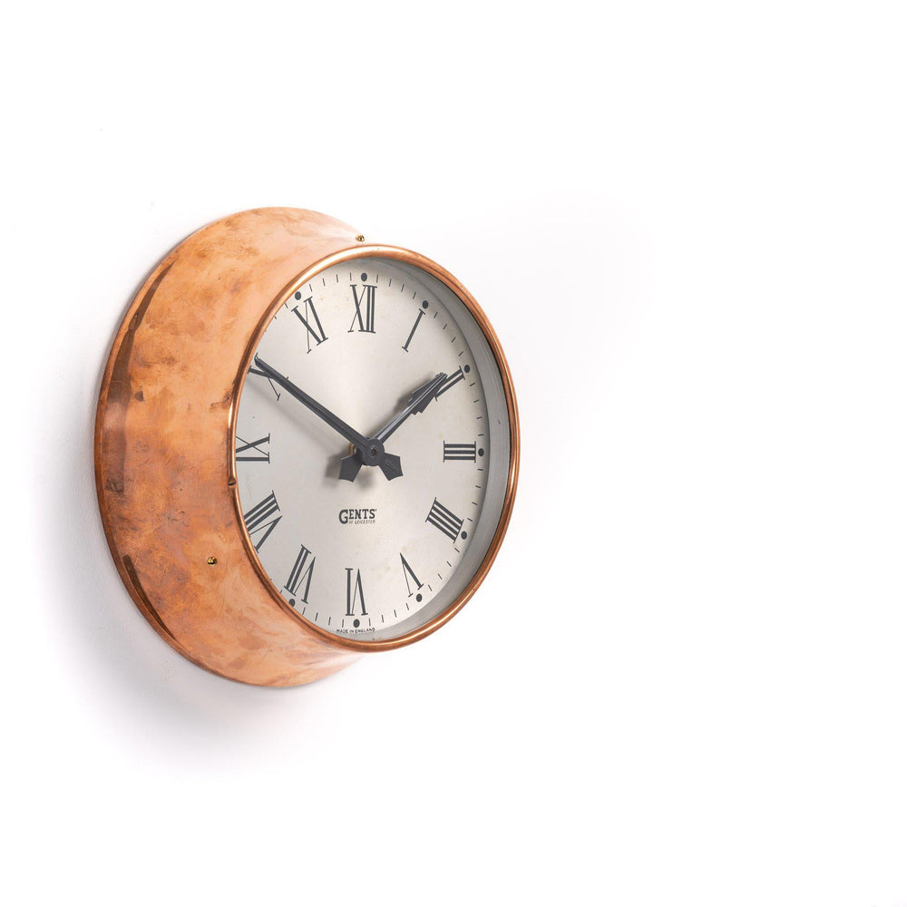 Small 10" Copper Factory Clock by Gents of Leicester