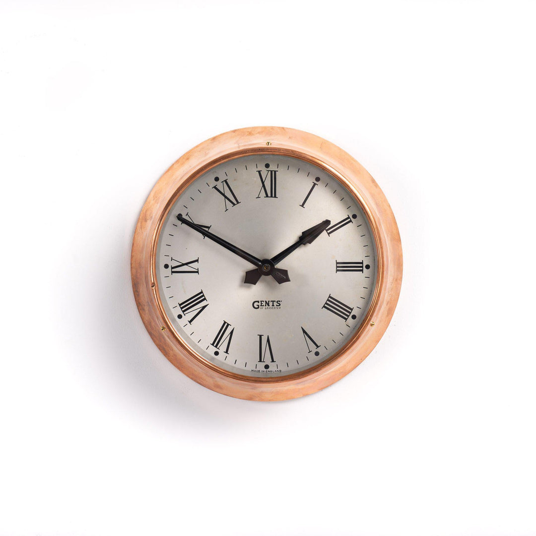 Small 10" Copper Factory Clock by Gents of Leicester