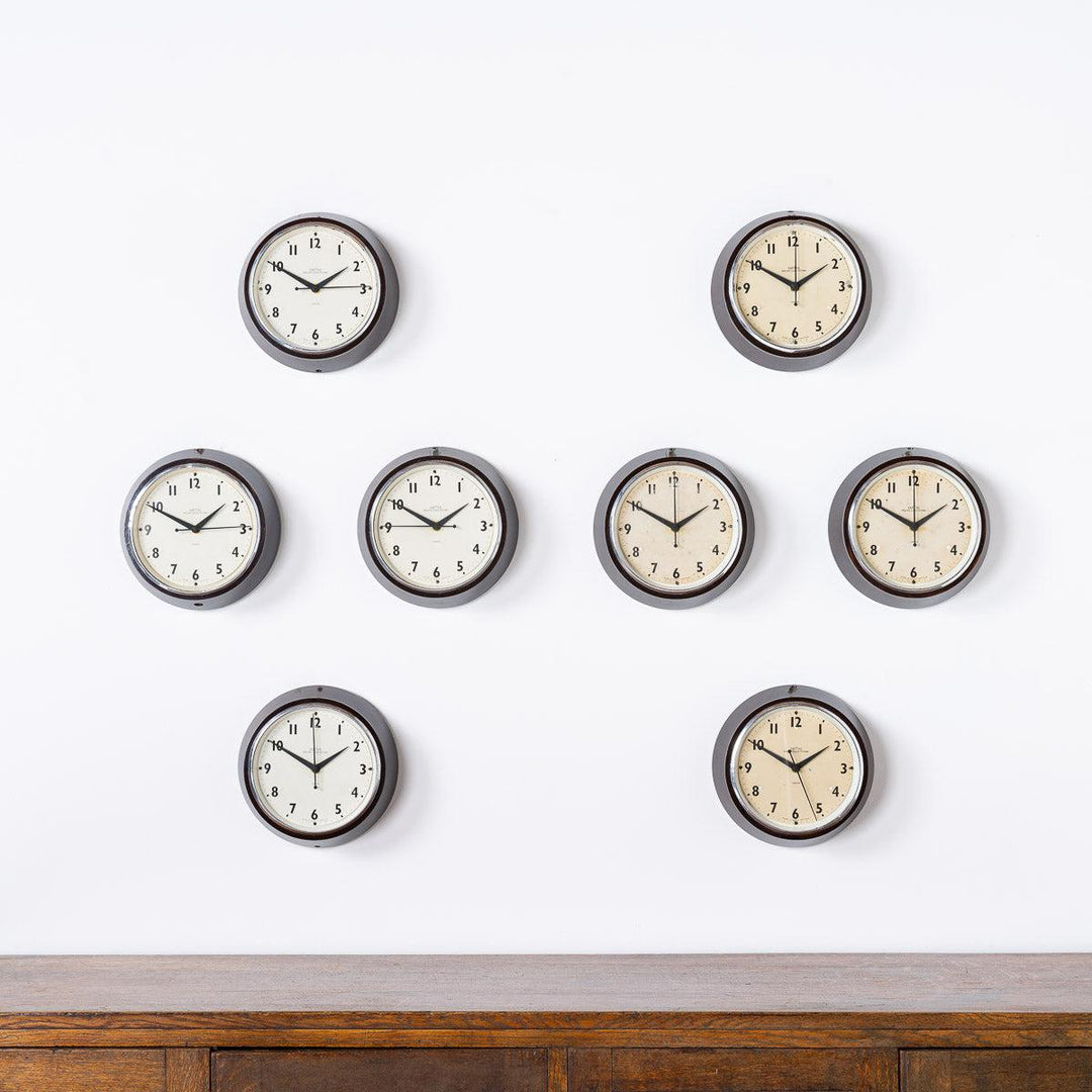 Small Antique Bakelite Factory Clocks by SMITHS English Clock Systems (3)