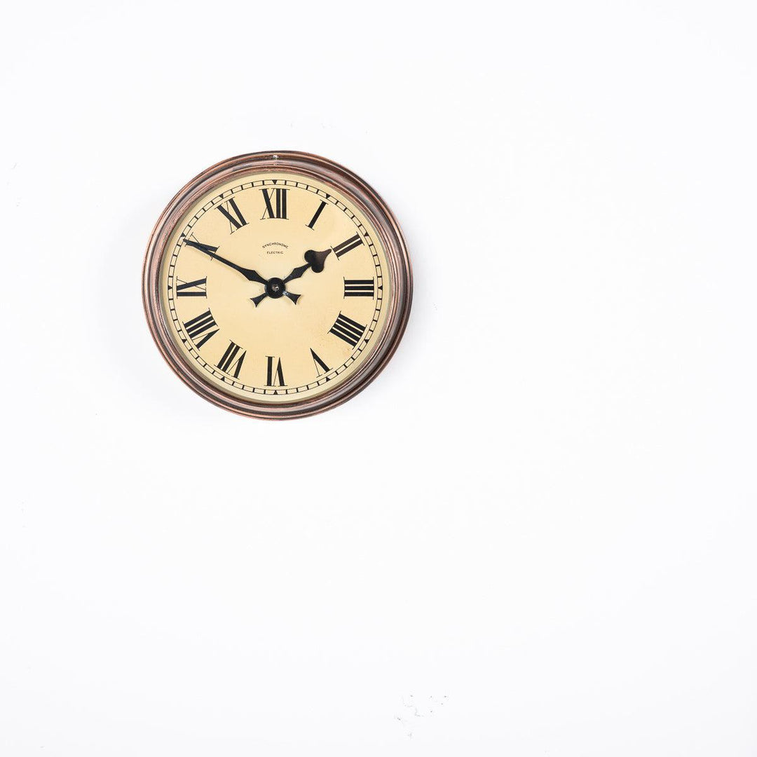 Small Antique Industrial Copper Wall Clock by Synchronome