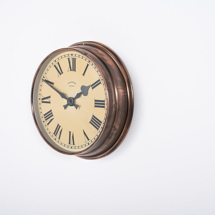 Small Antique Industrial Copper Wall Clock by Synchronome
