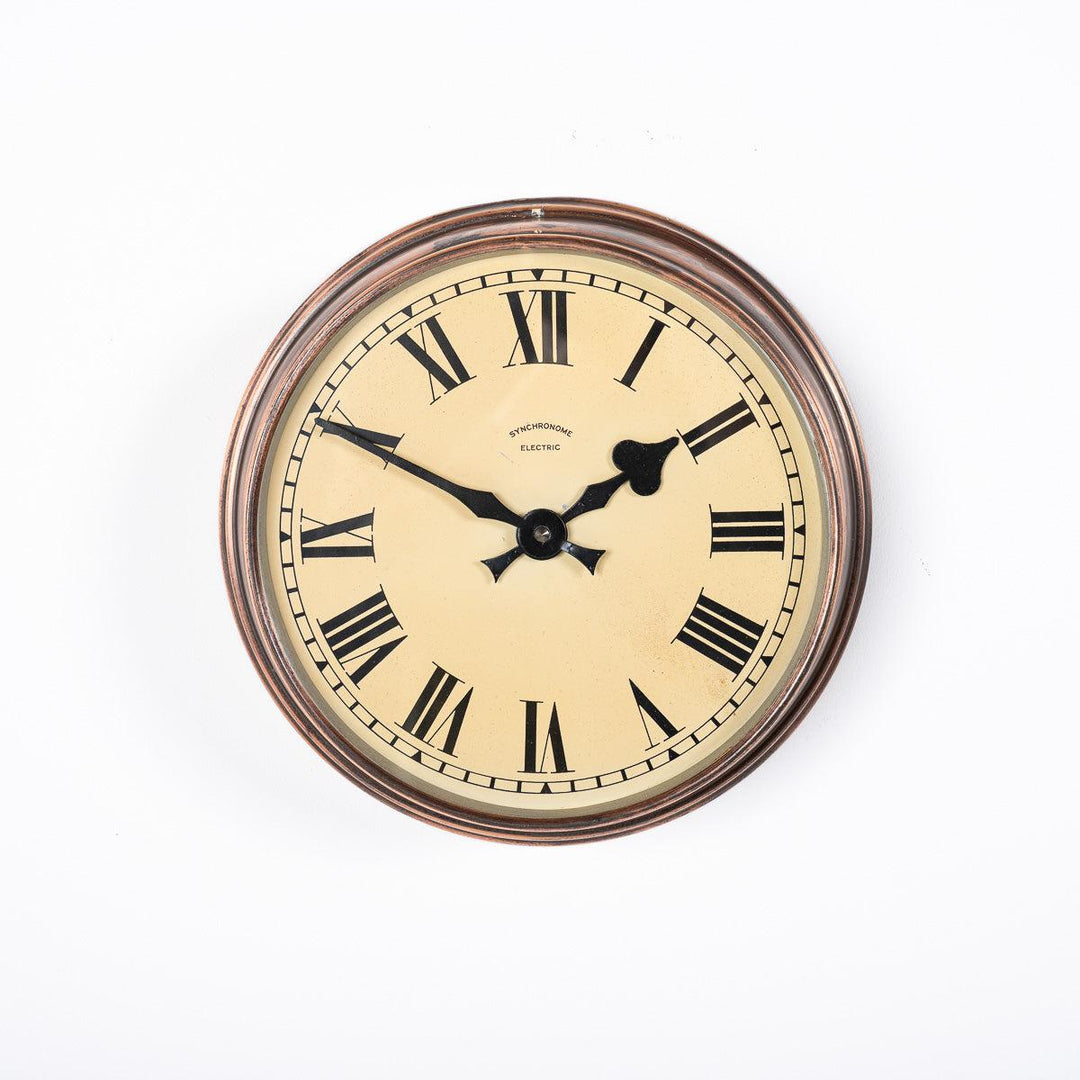 Small Antique Industrial Copper Wall Clock by Synchronome
