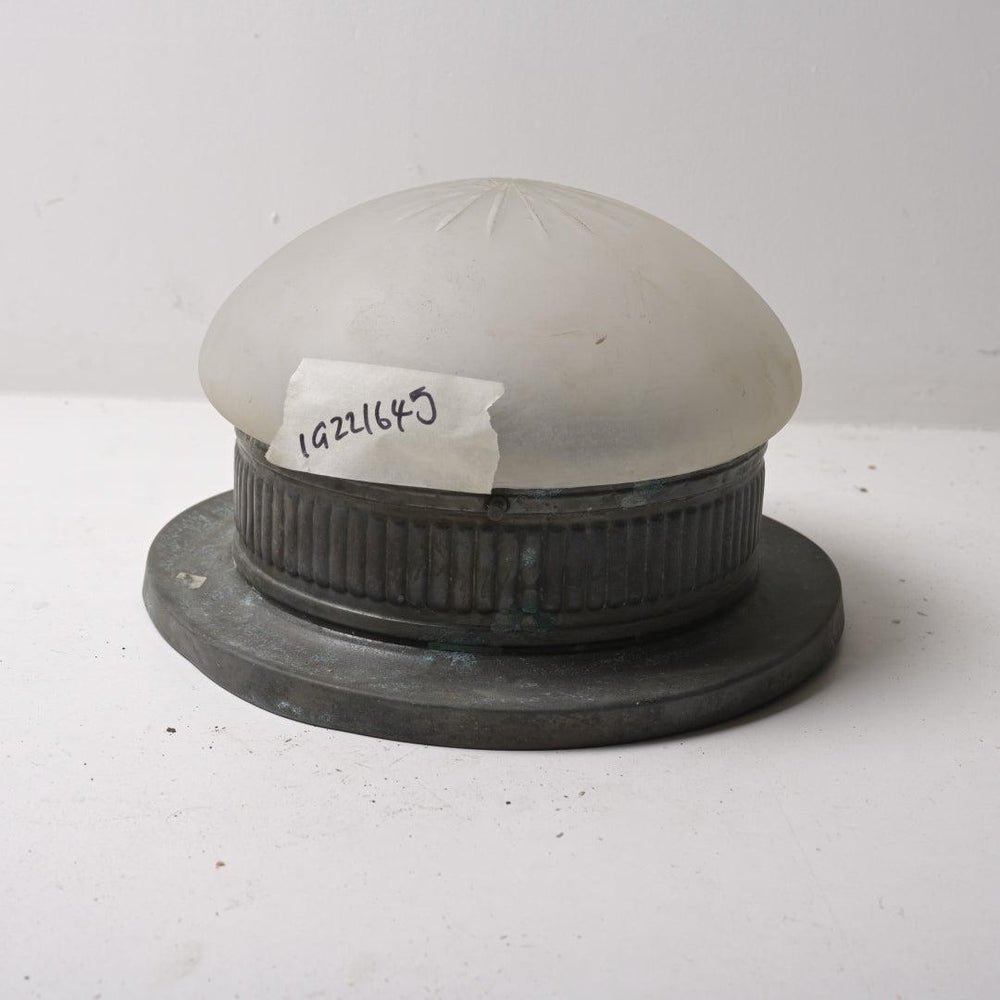 Small Antique Satin Crystal Flush Mount with Ribbed Bronze Finish Gallery