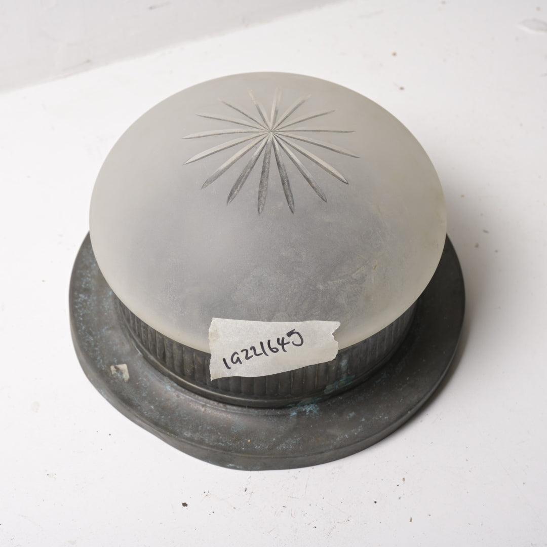 Small Antique Satin Crystal Flush Mount with Ribbed Bronze Finish Gallery