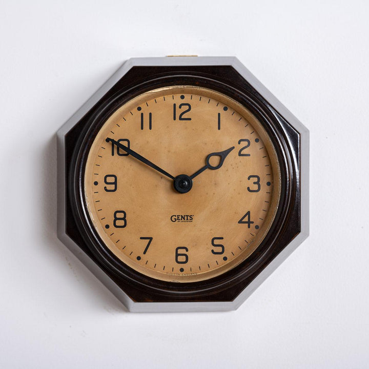 Small Art Deco Octagonal Bakelite Wall Clock by Gents of Leicester