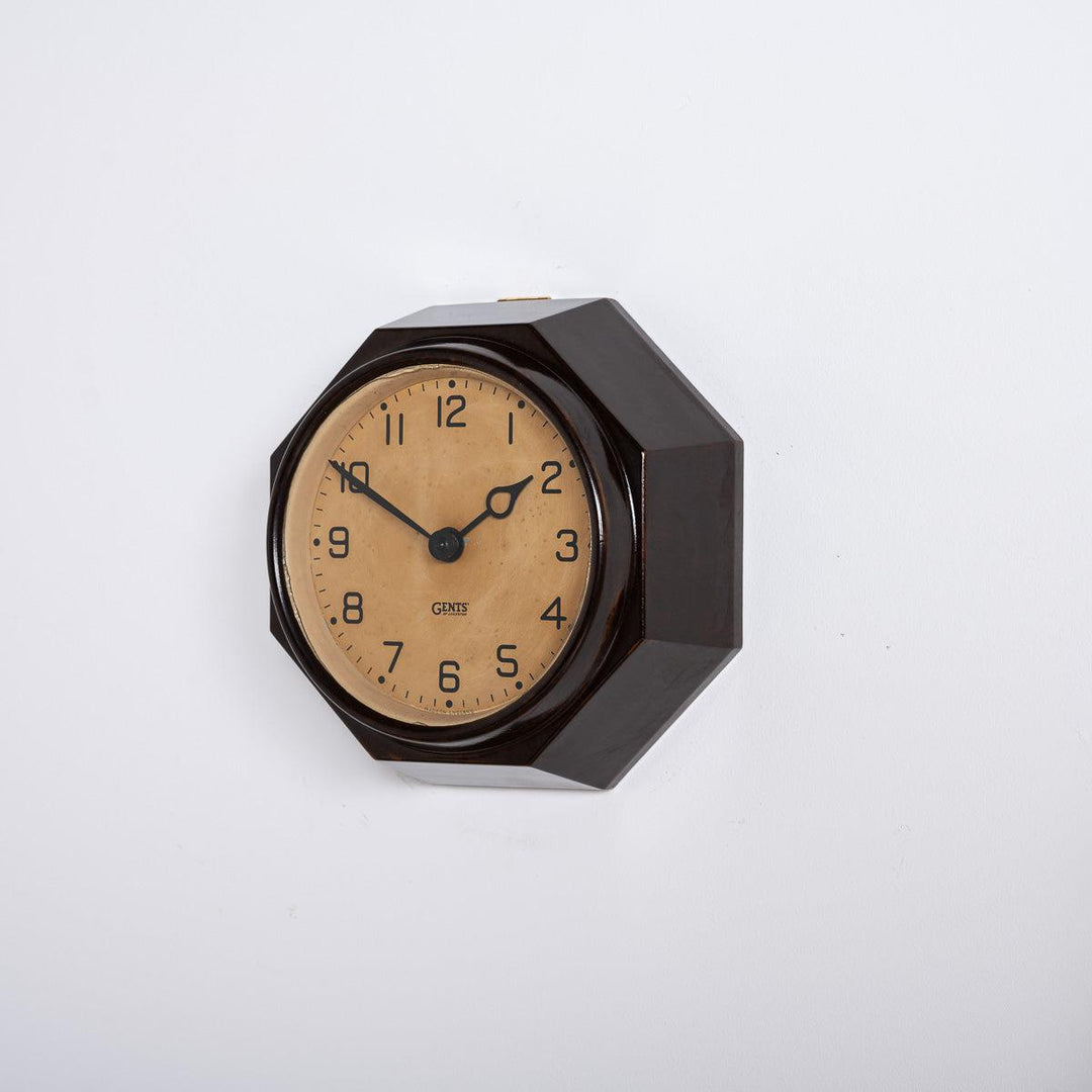 Small Art Deco Octagonal Bakelite Wall Clock by Gents of Leicester