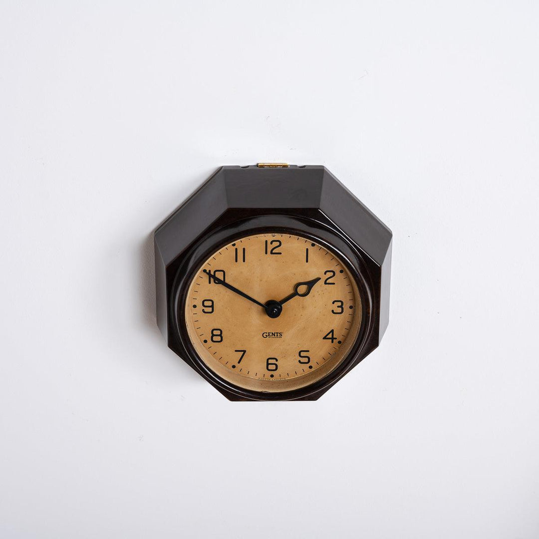 Small Art Deco Octagonal Bakelite Wall Clock by Gents of Leicester