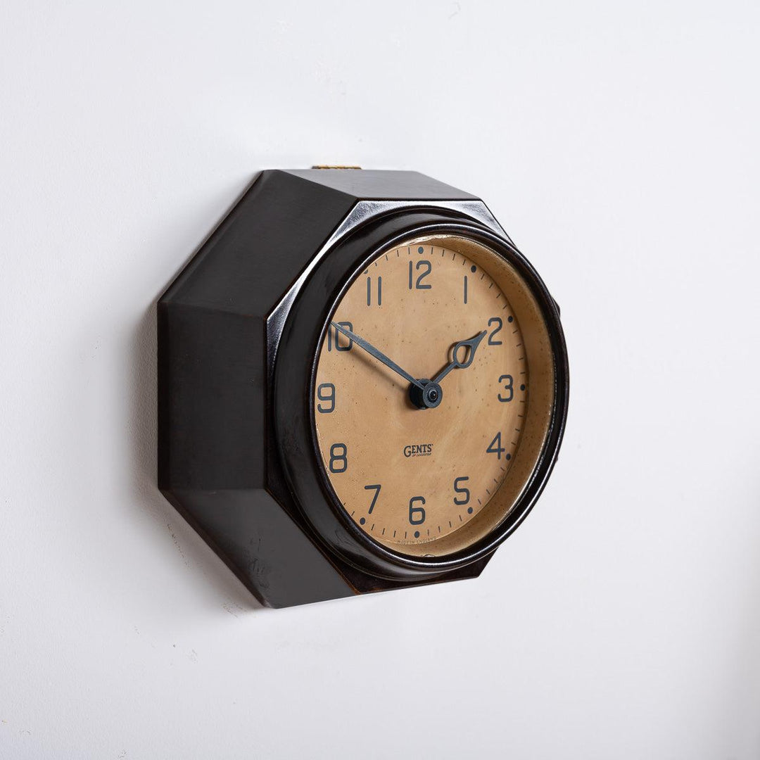 Small Art Deco Octagonal Bakelite Wall Clock by Gents of Leicester