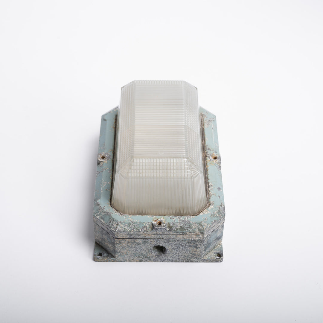 Small Cast Aluminium & Prismatic Glass Wall Lights by Holophane