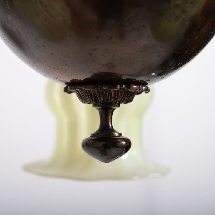 Small Decorative Three Arm Aged Brass Pendant Light by G.E.C