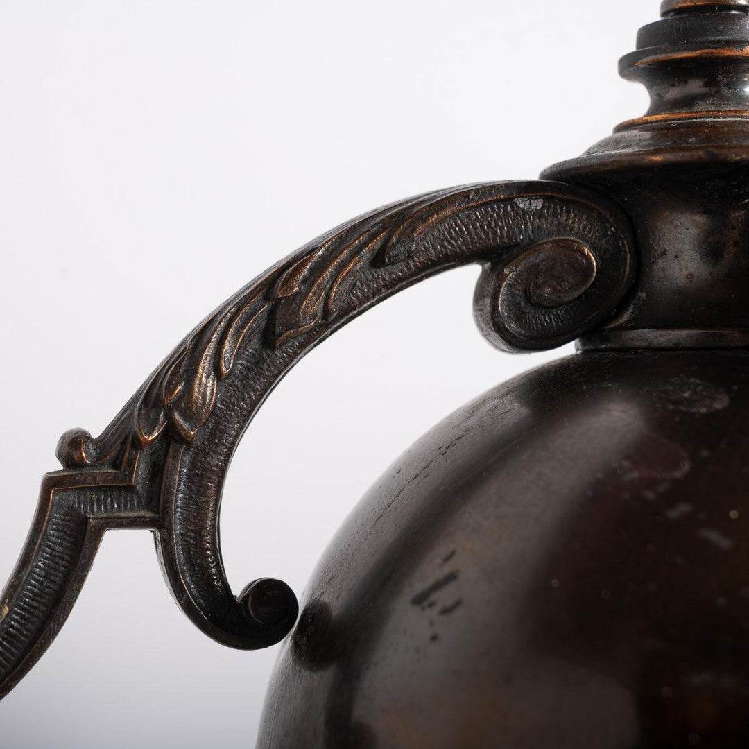 Small Decorative Three Arm Aged Brass Pendant Light by G.E.C