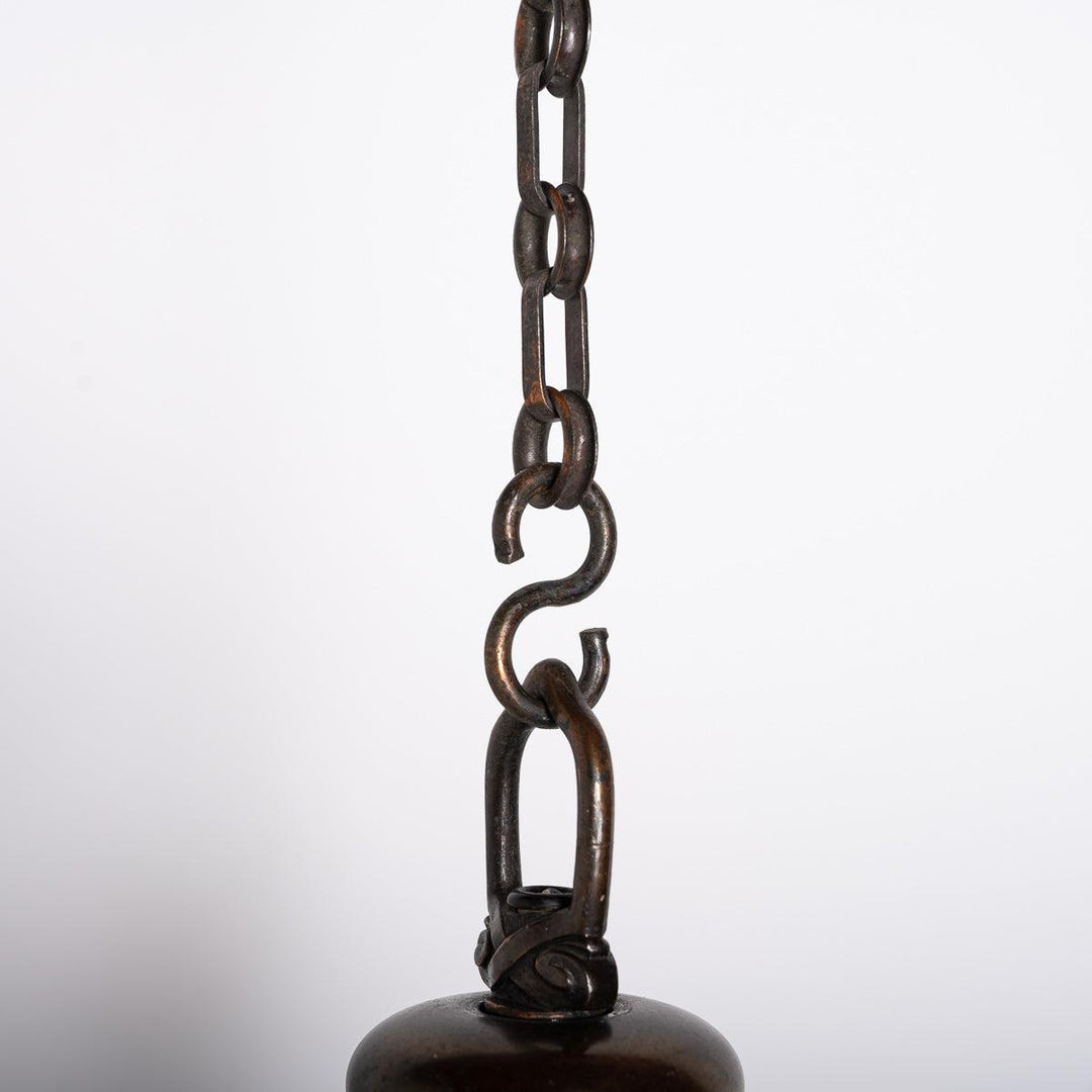 Small Decorative Three Arm Aged Brass Pendant Light by G.E.C