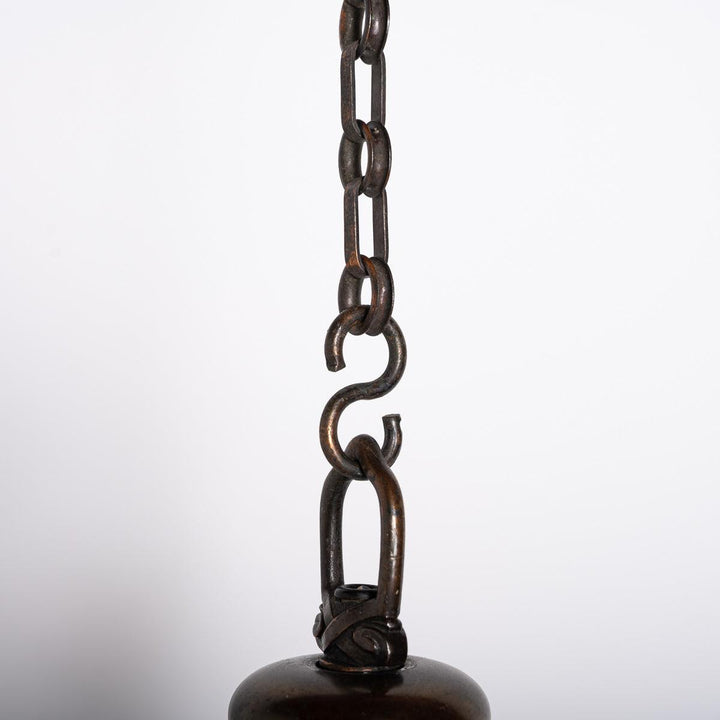 Small Decorative Three Arm Aged Brass Pendant Light by G.E.C