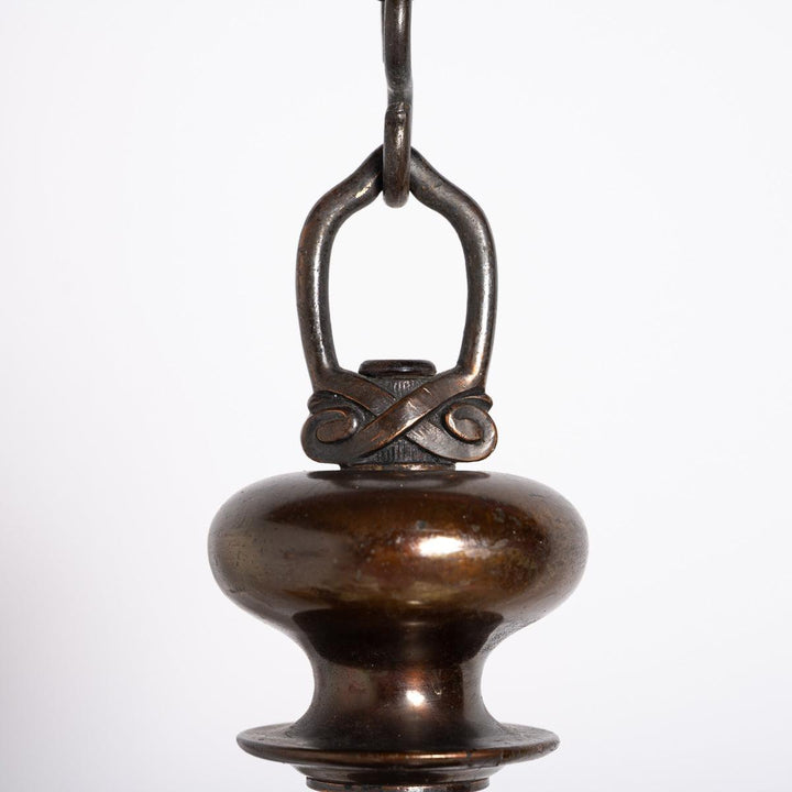 Small Decorative Three Arm Aged Brass Pendant Light by G.E.C