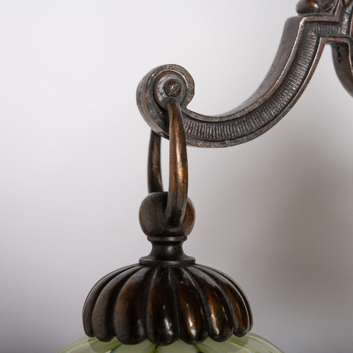 Small Decorative Three Arm Aged Brass Pendant Light by G.E.C