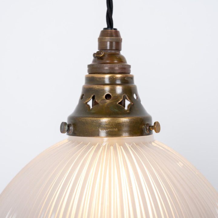 Small Reclaimed Holophane Three Part Welsh Capel Pendant Lights