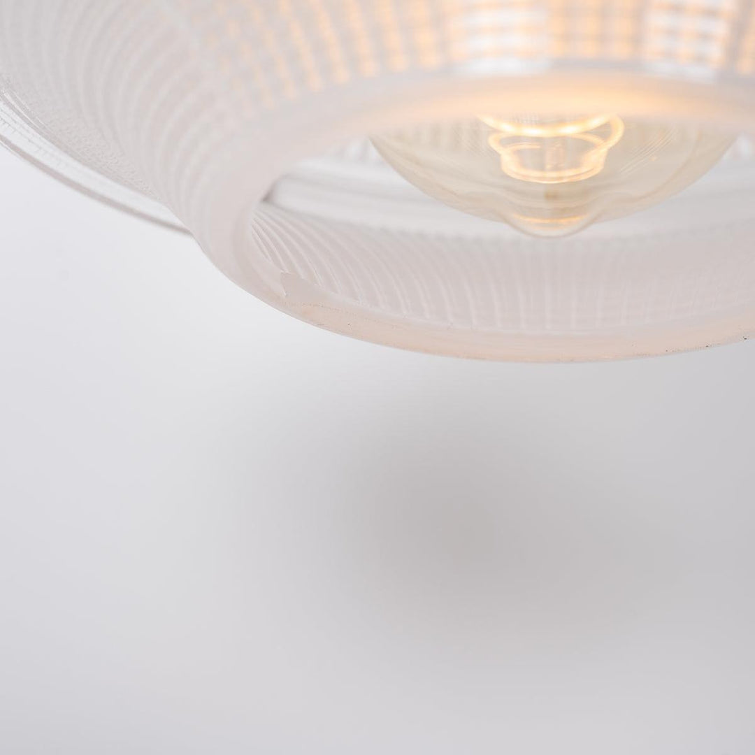 Small Reclaimed Holophane Two Part Prismatic Glass Pendant Light