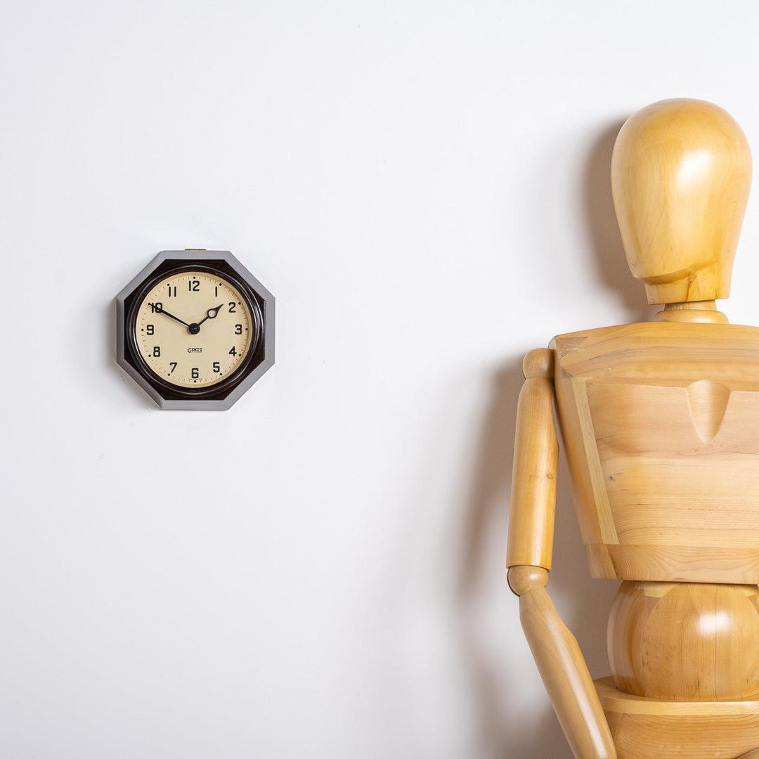 Small Reclaimed Octagonal Bakelite Wall Clock by Gents of Leicester