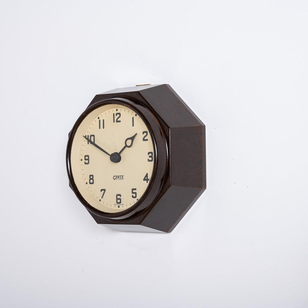 Small Reclaimed Octagonal Bakelite Wall Clock by Gents of Leicester